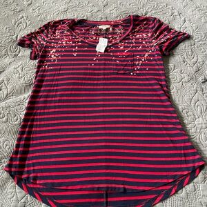 Maurices Red and Blue Striped Short Sleeve Tee